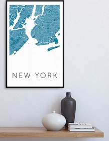 Resim New York Mavi̇ Hari̇ta - Art Print - 50x70 cm 