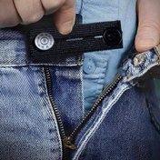 Resim Pantolonlar için Ayarlanabilir Elastik Bel Genişleticiler - Rahat Oturuş Tokası, Hamilelik ve Büyük Beden Kot Pantolonlar için Mükemmel, Pantolon Genişletici Bel, Siyah, Pantolon 