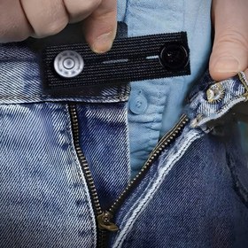 Resim Pantolonlar için Ayarlanabilir Elastik Bel Genişleticiler - Rahat Oturuş Tokası, Hamilelik ve Büyük Beden Kot Pantolonlar için Mükemmel, Pantolon Genişletici Bel, Siyah, Pantolon 