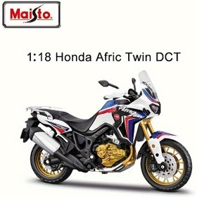 Resim Maisto 1:18 Honda Africa Twin DCT Die-Kast Motosiklet Model Oyuncak - Hava Koşullarına Dayanıklı, Rüzgar Gücüyle Çalışan, Çinko Alaşımlı Koleksiyon, Beyaz ve Mavi ile Kırmızı ve Siyah Detaylar, Motosiklet Koleksiyon | Detaylı Motosiklet Tasarımı | Dayanıklı Motosiklet Oyuncak, Motosiklet Modelleri 