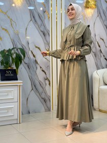 Resim NY MEHLİKA DEGAJE YAKA BELİ BÜZGÜLÜ TENSEL 2'Lİ TAKIM 30315 - Bordo / 3(44-46) 