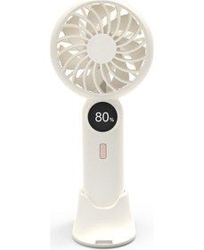 Resim Küçük Taşınabilir Şarj Edilebilir Mini Masa Vantilatörü Beyaz 