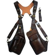 Resim Teltree Kahverengi Pu Deri Çift Askılı Ç Çanta - Unisex Dışarıda Kullanım, Telefon & Eşya Taşıma, Ayarlanabilir Kayışlı Moda Çanta 