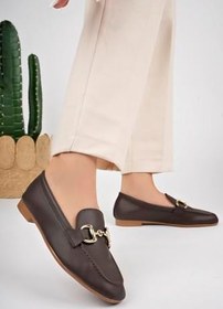 Resim Muggo LİZA Garantili Metal Tokalı Kadın Loafer Günlük Ayakkabı 