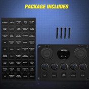 Resim 1pc Çok Fonksiyonlu Deniz Anahtarı Paneli 5 LED Aydınlatmalı Kaya Anahtarları, Çift USB Şarj Portu, Dijital Voltmetre, 12V Ön Bağlantı Güç Çıkışı, RV ve Tekne için Sert Kablo ile - ≤36V Çalışma Gerilimi, Batarya Olmadan 