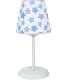 Resim Şenay Aydınlatma Çocuk Odası Konik Kumaş Abajur Mavi Gri Yıldız Gri - Mavi 