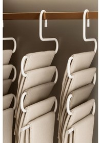 Resim Beyaz 5 Bölmeli Metal Elbise Ve Pantolon Askısı - Giysi Eşarp Fular Düzenleyici Askı Beyaz 