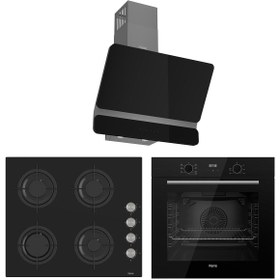 Resim Ferre Flowart Lumora Elite Siyah 3'lü Ankastre Set ( QBL63CS-CS205-D080 ) 