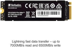 Resim Verbatim 1TB Vi7000G Internal PCIe NVMe M.2 GEN4 SSD (7400MB Okuma/5500MB Yazma) 