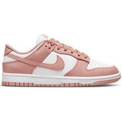 Resim Nike Dunk Low Leather Unisex Sneaker Hakiki Deri Beyaz Pembe Spor Ayakkabı Beyaz - Pembe 