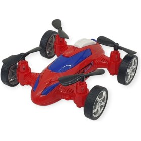 Resim Sürtmeli Drone Araba Hareketli Pervane - Kırmızı Çok Renkli 