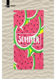 Resim Marte Home Summer Karpuz Baskılı Renkli Plaj Havlusu Pembe 