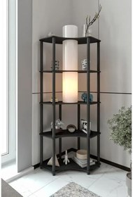 Resim Conrad Çift Yön Kullanım Raflı Köşe Lambader Siyah 