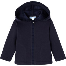 Resim Lacivert Fermuarlı Kapüşonlu Kız Bebek Polar Sweatshirt 