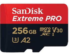 Resim SanDisk Extreme Pro 256GB 200/140MB/s microSDXC UHS-I A2 V30 Adaptörlü Hafıza Kartı SDSQXCD-256G-GN6MA 