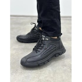 Resim Guja Siyah Deri Erkek Sneaker Bot 44 Numaralı Rahat Taban ve Şık Tasarım 