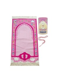 Resim Kumbaralı Kızımın Çocuk Seccadesi - Tesbih Hediyeli Pembe 