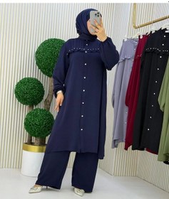 Resim Nevayla Moda Alt-üst Aerobin Ön Taş Detaylı Takım / T105 - Lacivert Lacivert 