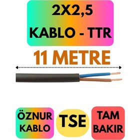 Resim Öznur 2x2,5 Ttr Kablo Siyah Metre Seçenekli - 11 Metre 