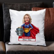 Resim En Süper Anne Karikatürlü Yastık 
