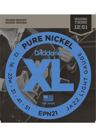 Resim D'addario Epn21 Pure Nickel. Jazz Light Takım Tel Elektro Gitar Te 