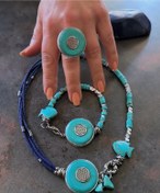 Resim 925 Ayar Gümüş Turkuaz Yaşam Çiçeği Set 