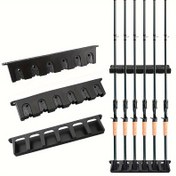 Resim 1 adet Dayanıklı ABS Siyah Balıkçılık Kamışı Tutucu - Kolay Depolama için Yer Tasarruflu 6 Delikli Tasarım, Ev & Garaj için Mükemmel 