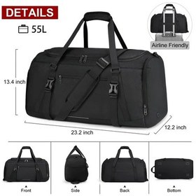 Resim Motion003 Raınsmore Unisex 55l Siyah Spor Çantası Ayakkabı Bölmeli Dayanıklı Fitness Seyahat Çantası Siyah 