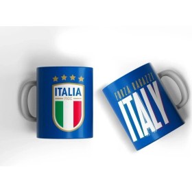 Resim Italya Euro 2024 Mavi Milli Takım Tasarımlı Porselen Kahve Kupası 
