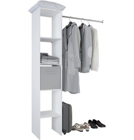 Resim Eliz Açık Giyinme Dolabı - Gardırop Beyaz 120 Cm 