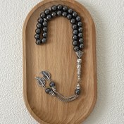 Resim Retro Etnik Stil 8Mm Yaprak Püsküllerden Oluşan 33 Parça Siyah Agate (Demir İçeren Doğal Taş, Boncukların Yüzeyi Doğal Olarak Oluşan Delikler ve Küçük Çatlaklar İçerebilir, Bu Kullanımı Etkilemez; Lütfen Satın Almayın Eğer Aklınıza Takılmazsa) Müslüman Dua Tesbihleri, Orta Doğu Dua Tesbihleri. 
