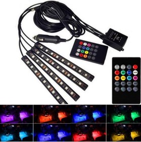 Resim Genel Markalar Araç Içi Ayak Altı Led Aydınlatma Rgb 9led Kumandalı Oto Şerit 12 Volt 