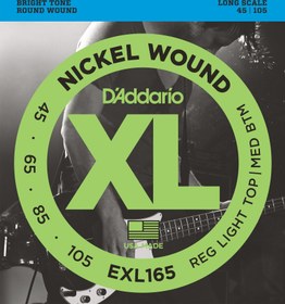 Resim D'Addario EXL165 XL Nickel 4 Telli Bas Gitar Teli - Regular Light/Medium (45-105) 