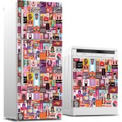 Resim ve Bulaşık Makinası Beyaz Eşya Sticker Kaplama Pop Art Music Collage 