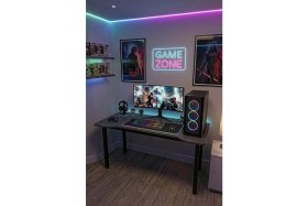 Resim RetoDesign 100 Antrasit Oyun Çalışma Masası Gaming Masa Ofis Masası 9110 