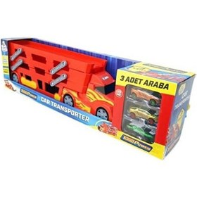 Resim King Toys 3 Katlı Sürat Pistli Tır 3 Arabalı Garaj Otopark Yarış Pisti Eğitici Oyun Seti TKM-1032 