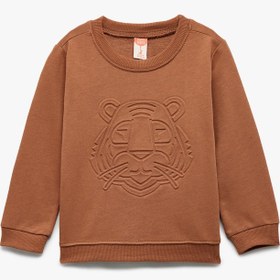 Resim Erkek Bebek Uzun Kollu Bisiklet Yaka Pamuklu Baskılı Sweatshirt 