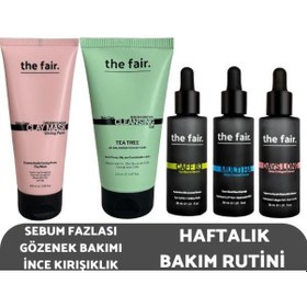 Resim The Fair Sebum Fazlası İçin Gözenek Bakımı İnce Haftalık Bakım Rutini Seti 