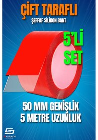 Resim S-dizayn Çift Taraflı Bant 50mm X 5 Metre 5'li Paket Şeffaf Silikon Vhb Bant A+kalite 10 MM x 33 M 