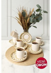 Resim Keramika Worn Gold Nordic Kahve Takımı 12 Parça 6 Kişilik 22968 
