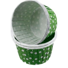 Resim Cupcake Kalıbı Minik Boy 38x30 Mm 100 Adet Puantiyeli Yeşil 