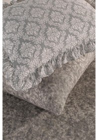 Resim Pera Serisi Fırfırlı Çift Kişilik 6 Parça Nevresim Takımı--75 Açık Gri 