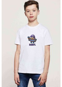 Resim Brawl Stars - Darryl Baskılı Unisex Çocuk Beyaz T-Shirt 