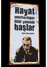 Resim Jean - Paul Sartre mini retro ahşap poster 