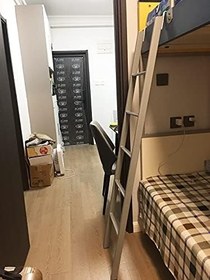 Resim Ayarlanabilir Metal Ranza Merdiveni Gümüş 1,75 m (5,75 ft) Kancalı ve Geniş Basamaklı Ağır Hizmet 150 kg Karavanlar ve Tek Kişilik Yataklar için İdeal 