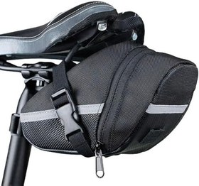 Resim Aputue bisiklet sele çantası, su geçirmez 600D polyester, hızlı bırakma sistemi ile koltuk altı montajı, yansıtıcı şeritli tasarım, arka ışık askısı, dağ ve yol bisikleti için kompakt çanta 