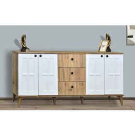 Resim 4 Kapılı 3 Çekmeceli Kare Çam Konsol Çam 