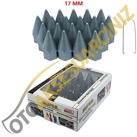 Resim A Kalite Mefsa Bijon Kapağı Sivri 17 Mm Gri 20 Li Set 