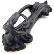 Resim Skygo Antika Tarz Dekoratif Pirinç Doğa Kapı Tokmağı, Taktak - 205x73 mm, Oksit 