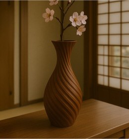 Resim Spiral Elegans Vazo, Çizgili Vazo Dekoratif Çiçeksiz Pinterest Hediyelik, Dekoratif 3d Baskı Vazo Kahverengi 